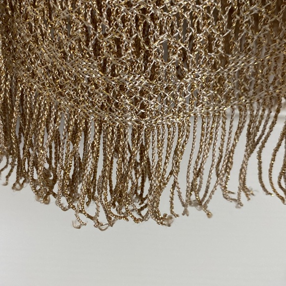 Size Large knit skirt and top set in flapper style.  Gold and beige - Picture 8 of 8